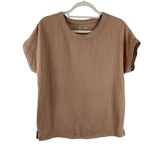 Faherty Dream Cotton Gauze Tee in Nougat Size Small